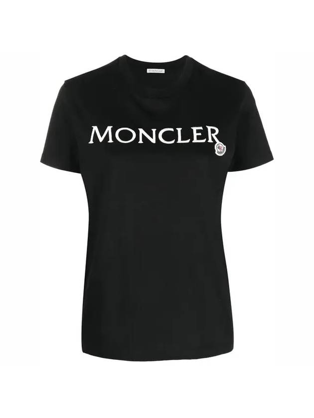 Embroidered Logo Cotton Short Sleeve T-Shirt Black - MONCLER - BALAAN 1