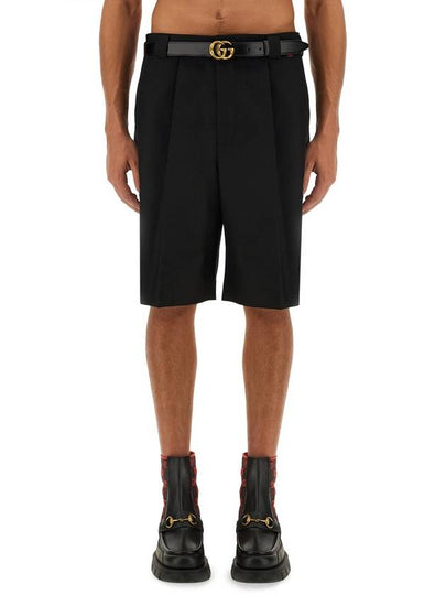 Web Wool Blend Shorts Black - GUCCI - BALAAN 2