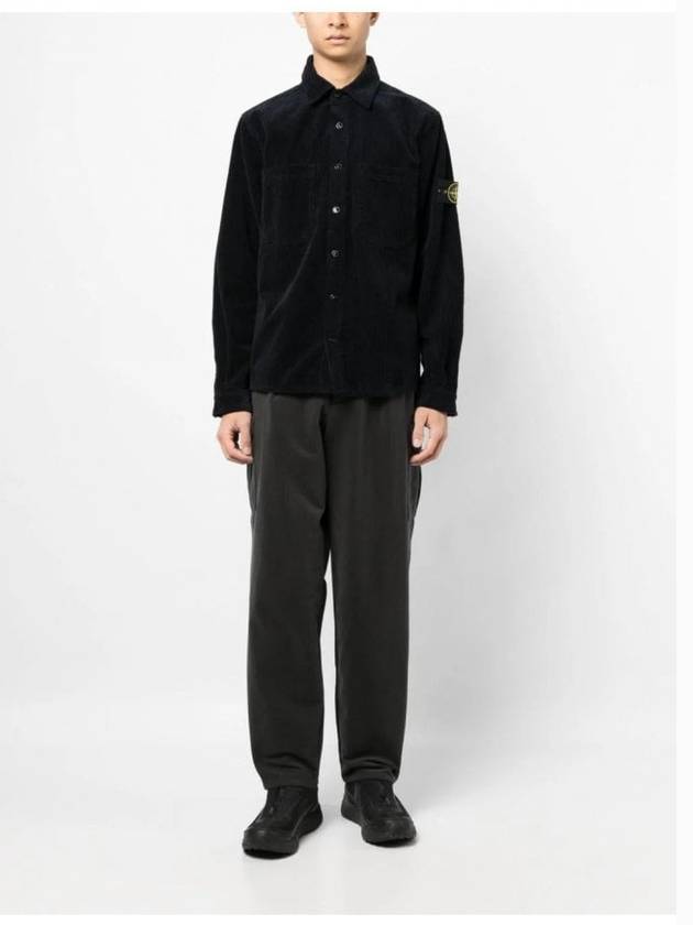 Cotton Corduroy 400 TC Over Long Sleeve Shirt Navy - STONE ISLAND - BALAAN 3