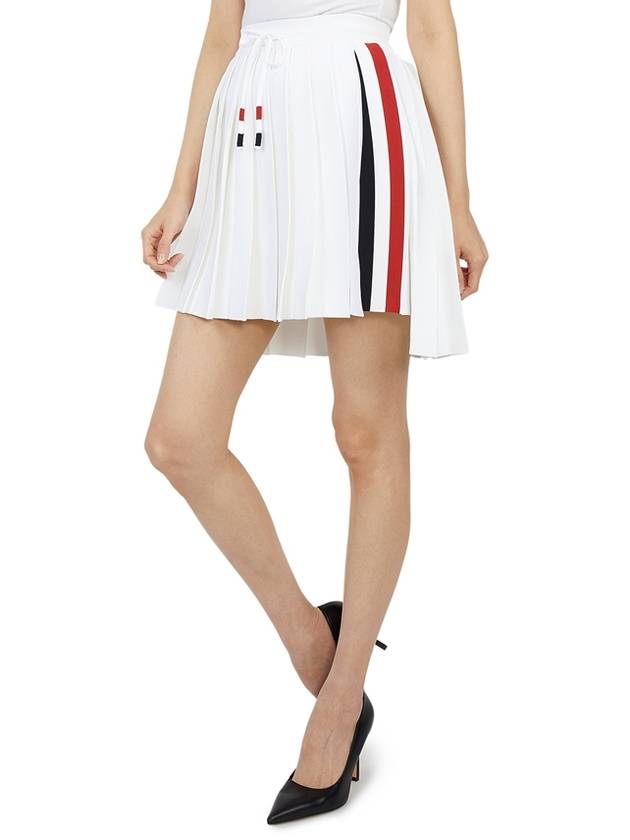 side three-color striped dropback mini pleated skirt white - THOM BROWNE - BALAAN.