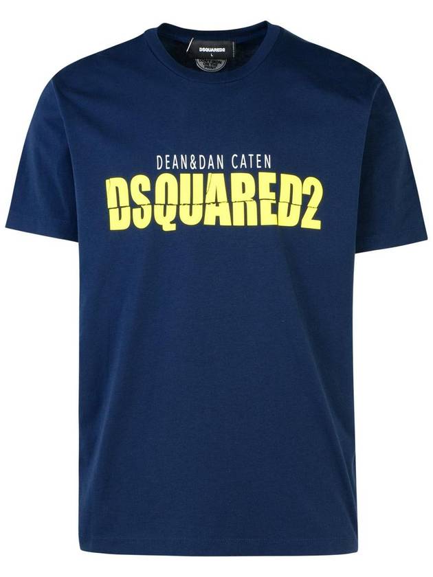 DSQUARED2 Navy Cotton T-Shirt - DSQUARED2 - BALAAN 1