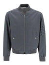 Diagonal Striped Knit Rib Blouson Bomber Jacket Dark Grey - THOM BROWNE - BALAAN 2