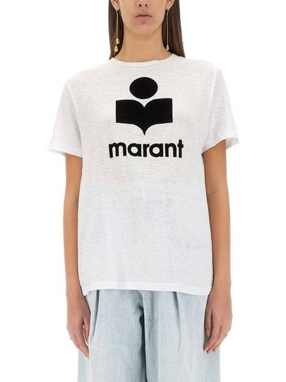 Zewel Print Cotton Short Sleeve T-Shirt White - ISABEL MARANT ETOILE - BALAAN 2