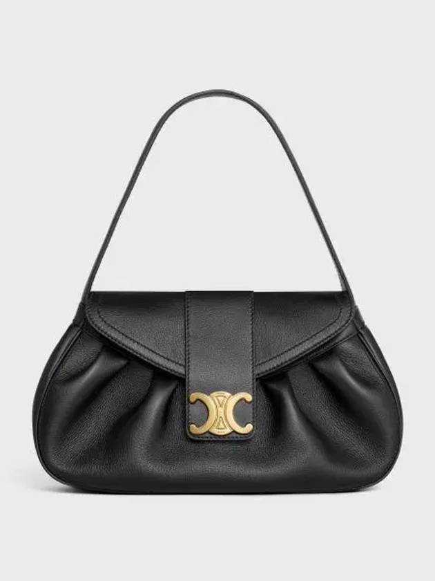 Medium Poly Supple Calfskin Shoulder Bag Black - CELINE - BALAAN 2