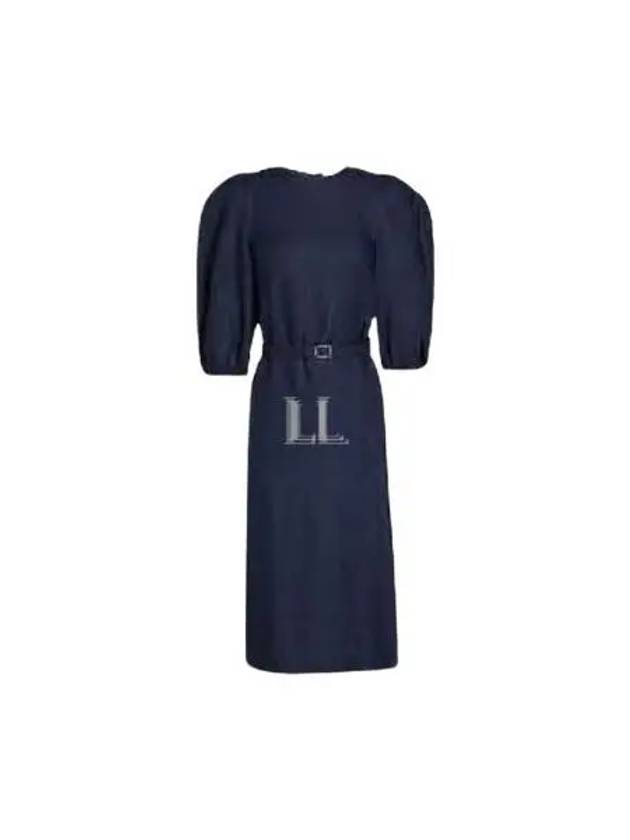 Women's Balloon Sleeve Midi Dress Navy - CHLOE - BALAAN 2