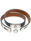 Women s Hermes Black Appong Silver Kelly Double Tour Bracelet R Engraved gt Gangbuk used luxury goods - HERMES - BALAAN 8