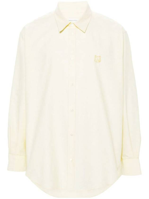 Contour Fox Head Embroidery Cotton Long Sleeve Shirt Yellow - MAISON KITSUNE - BALAAN 2