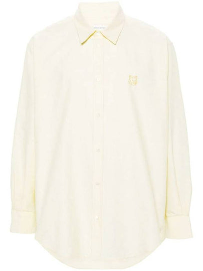 Contour Fox Head Embroidery Cotton Long Sleeve Shirt Yellow - MAISON KITSUNE - BALAAN 2