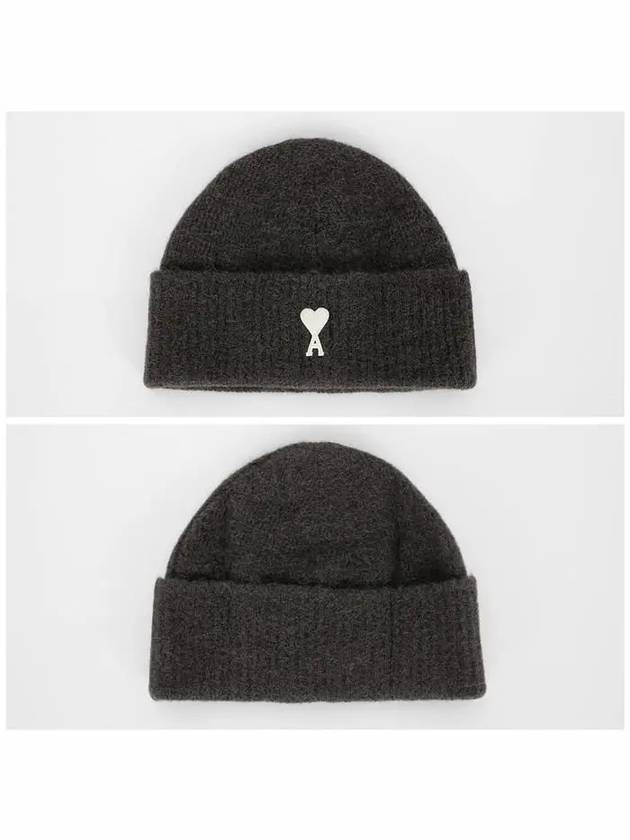 Logo Patch Knit Beanie Dark Gray - AMI - BALAAN 3