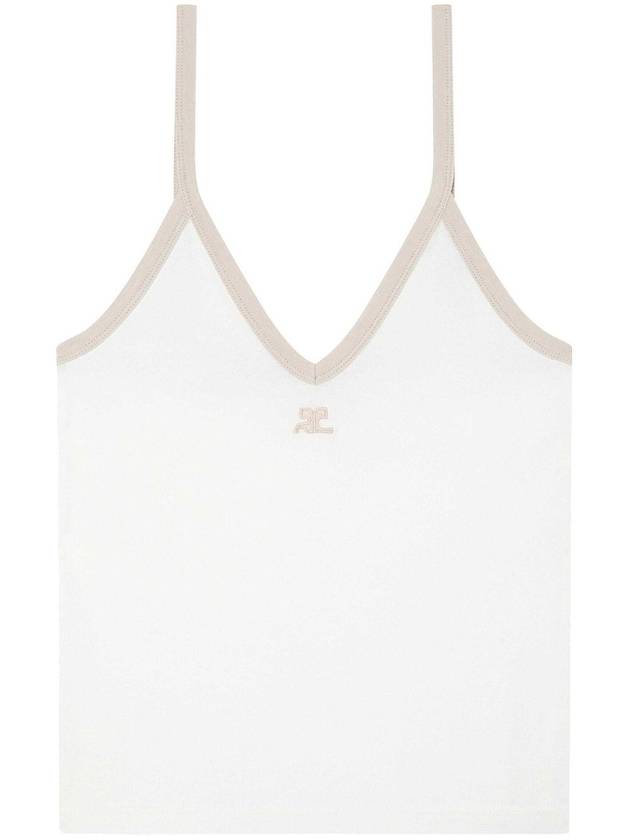 Contrast V-Neck Sleeveless White - COURREGES - BALAAN 2