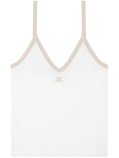 Contrast V-Neck Sleeveless White - COURREGES - BALAAN 2