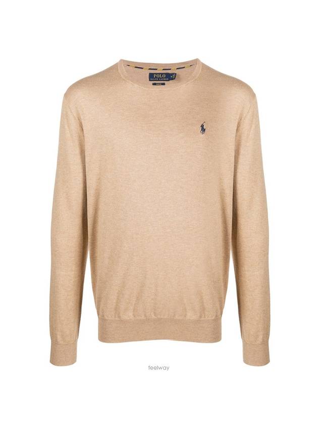 Embroidery Pony Logo Crew Neck Knit Top Camel - POLO RALPH LAUREN - BALAAN 1