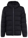 Seamless Logo Nylon Hooded Down Jacket Navy - STONE ISLAND - BALAAN 2