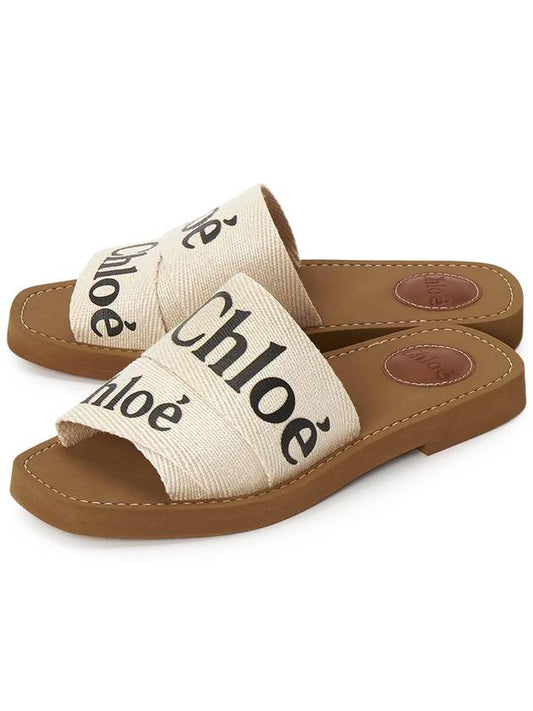 Woody Logo Flat Mule Slippers White - CHLOE - BALAAN 2