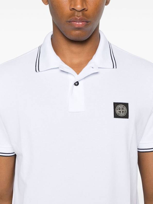 Logo Patch Polo Shirt White - STONE ISLAND - BALAAN 6