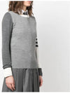 Women's Fun Mix 4 Bar Crew Neck Knit Top Grey - THOM BROWNE - BALAAN 3