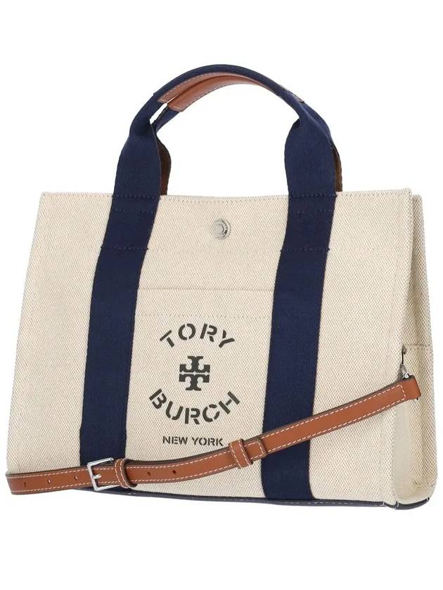 Small Logo Print Canvas Tote Bag Beige - TORY BURCH - BALAAN 4