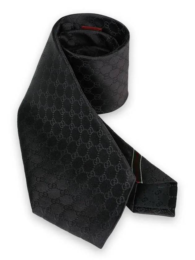 GG Pattern Silk Tie Black - GUCCI - BALAAN 3