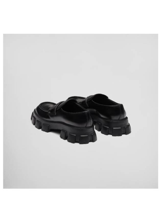 Monolith Brushed Leather Loafers Black - PRADA - BALAAN 4