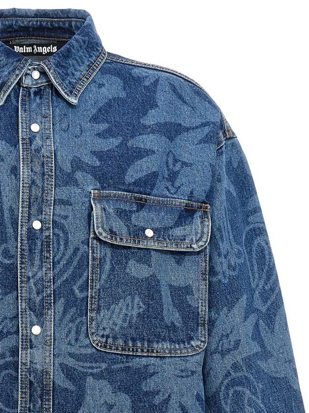 23 fw Denim Shirt WITH All-over PALMITY Print PMYD020E23DEN0014540 B0650471941 - PALM ANGELS - BALAAN 4