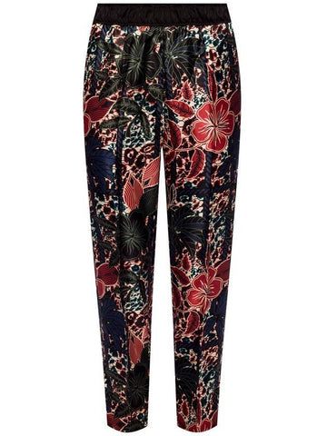 Women's Flower Print Straight Pants Red Black - MONCLER - BALAAN 1