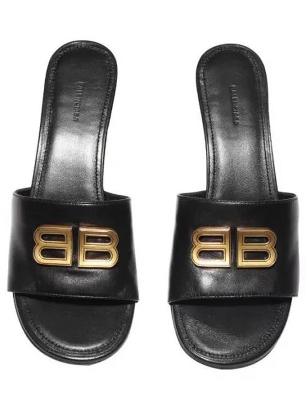 BB Leather Slipper Heels Black - BALENCIAGA - BALAAN 2