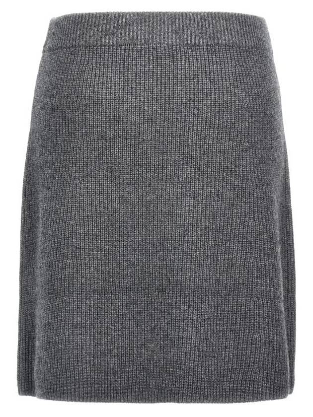 Fox Head Patch Skirt Medium Grey Melange - MAISON KITSUNE - BALAAN 3