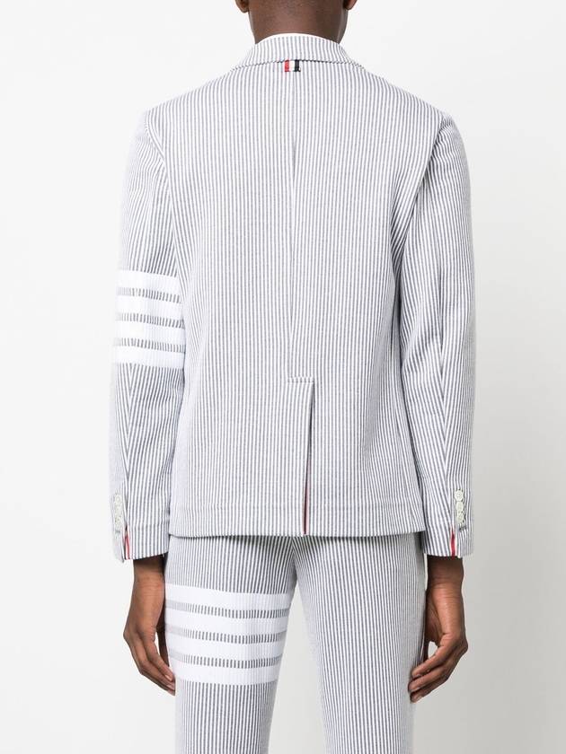 Men's 4 Bar Seesucker Loopback 4 Bar Sack Cardigan Grey - THOM BROWNE - BALAAN 5