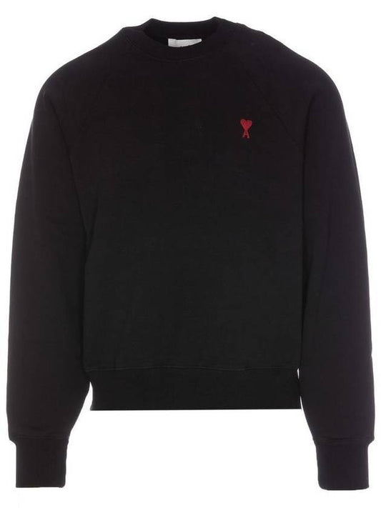 Small Heart Logo Sweatshirt Black - AMI - BALAAN 1