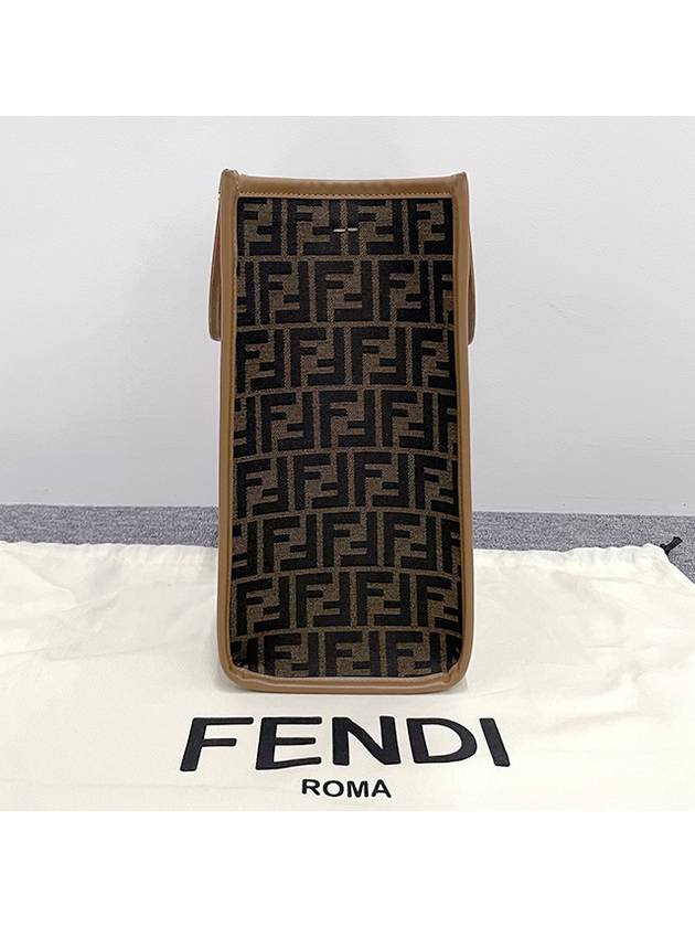 Sunshine Medium FF Jacquard Tote Bag Brown - FENDI - BALAAN 6