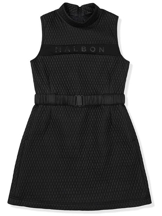 SMOKING QUILT BELTED DRESS BLACK WOMAN - MALBON GOLF - BALAAN 1