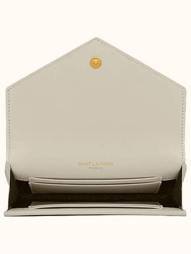 Cassandre Envelope Small Embossed Leather Half Wallet Blanc Vintage - SAINT LAURENT - BALAAN 3