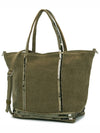 Women's Cabas Small Linen Tote Bag Green - VANESSA BRUNO - BALAAN 3