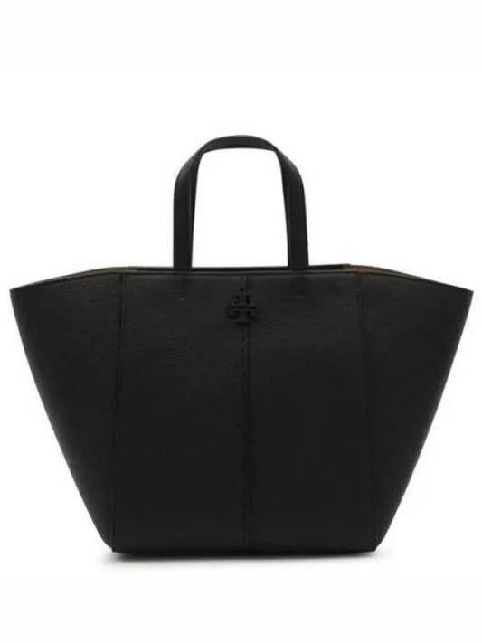 McGraw Carryall Double T Leather Tote Bag Black - TORY BURCH - BALAAN 2