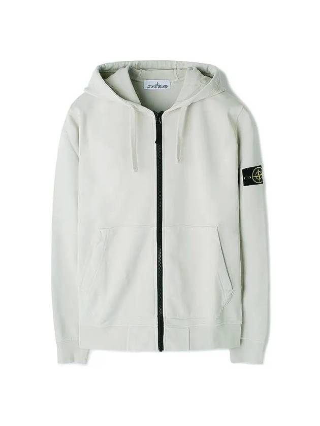 Men Wappen Cotton Fleece Hooded Zip Up Stucco - STONE ISLAND - BALAAN 2