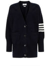 Stitched Cotton 4 Bar Cardigan Navy - THOM BROWNE - BALAAN 5