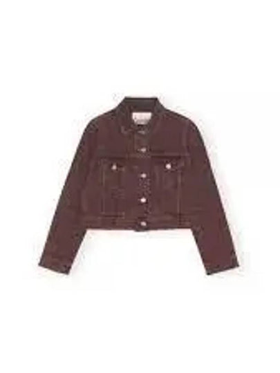 Overdyed Bleach Denim Jacket Bordeaux - GANNI - BALAAN 2