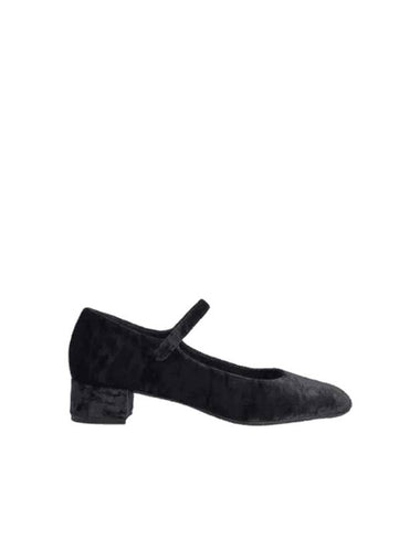 Ginny Crush Mary Jane Velvet Flat Black - BY FAR - BALAAN 1