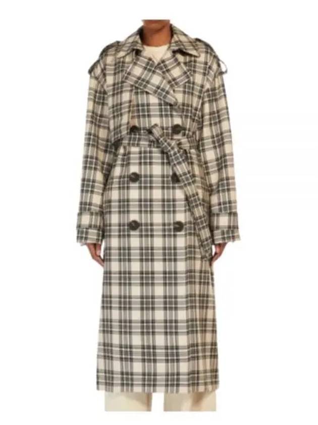 Check Double-Breasted Wool Trench Coat - MAX MARA - BALAAN 2