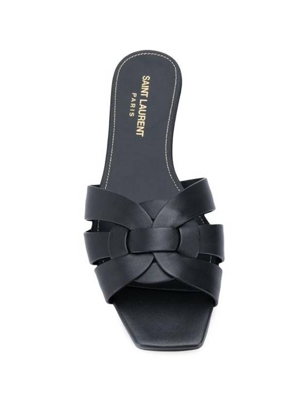 Tribute Smooth Leather Flat Mules Black - SAINT LAURENT - BALAAN 5