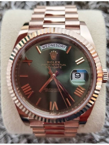 Rolex Day Date Rose Gold Olive Green 19 Years - ROLEX - BALAAN 1