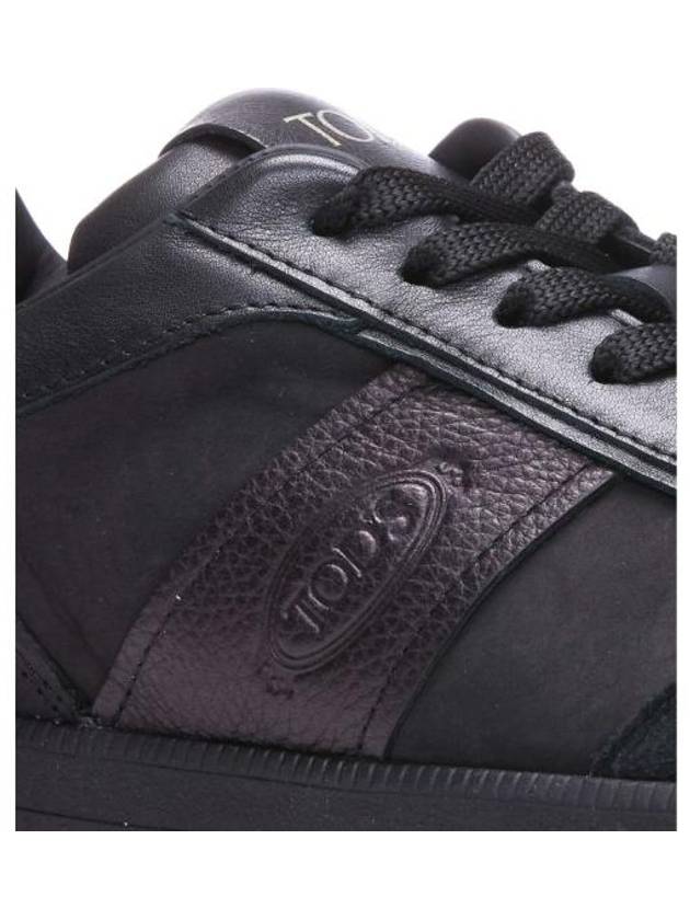 Suede Logo Panel Low-Top Sneakers Black - TOD'S - BALAAN 4