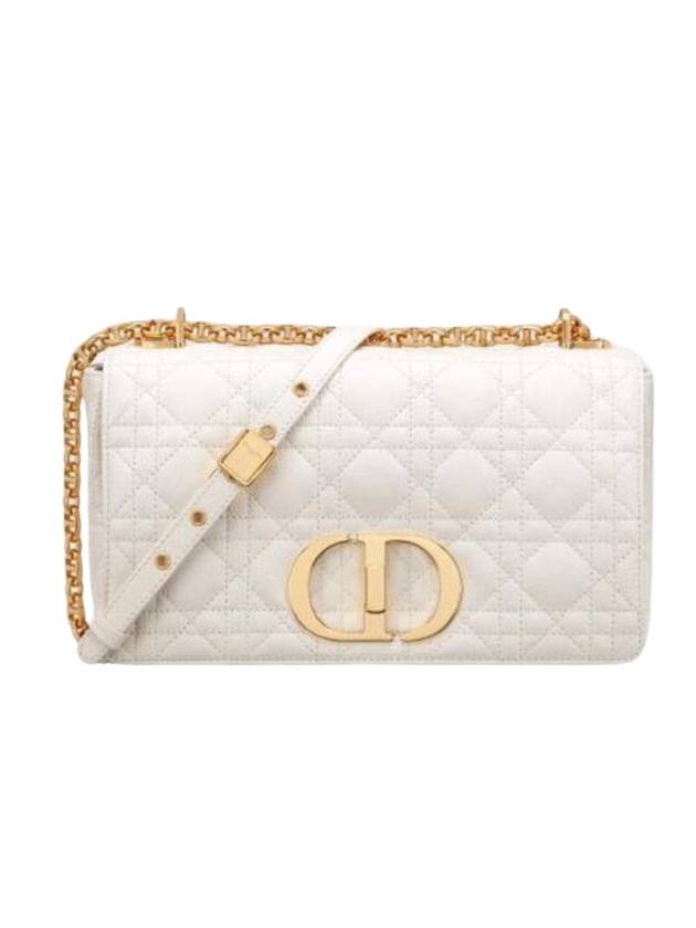 Women's Caro Supple Cannage Calfskin Medium Cross Bag Ivory - DIOR - BALAAN 1