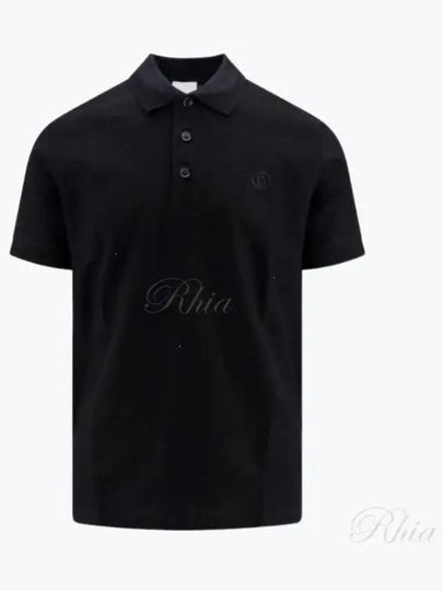 Men's Embroidered Logo Cotton Polo Shirt Black - BURBERRY - BALAAN 2