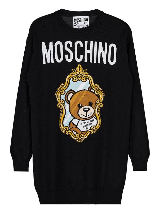 Teddy Bear Mirror Wool Short Dress Black - MOSCHINO - BALAAN 2