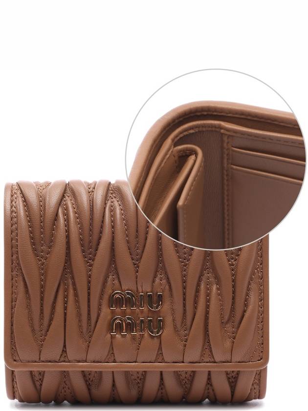 Matelasse Logo Nappa Leather Half Wallet Caramel - MIU MIU - BALAAN 2