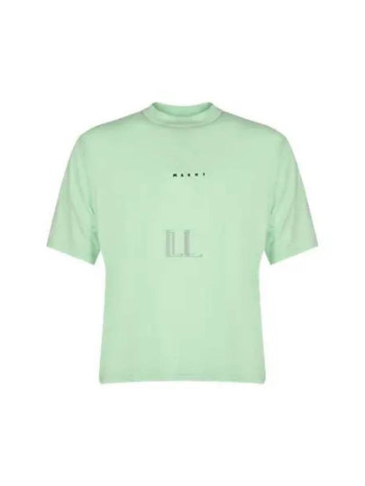 Logo Cotton Short Sleeve T-Shirt Spring Green - MARNI - BALAAN 2