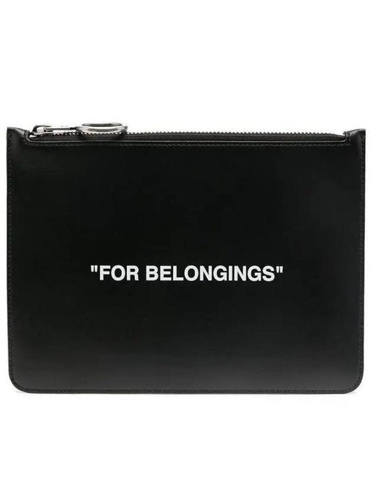 For Belonging Logo Print Clutch Bag Black - OFF WHITE - BALAAN 2