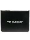 For Belongings Logo Print Clutch Bag Black - OFF WHITE - BALAAN 2