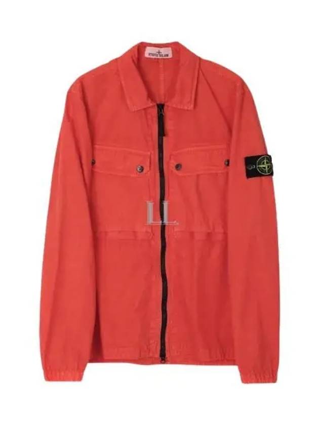 Brushed Organic Cotton Overshirt Jacket Red - STONE ISLAND - BALAAN 2